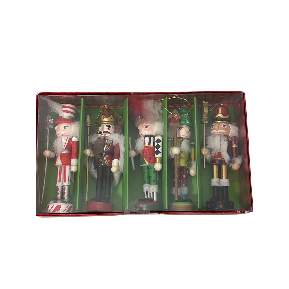 NEW Pier 1 Y2K Multicolor Mini Nutcracker Holiday Christmas Ornaments Set of 5